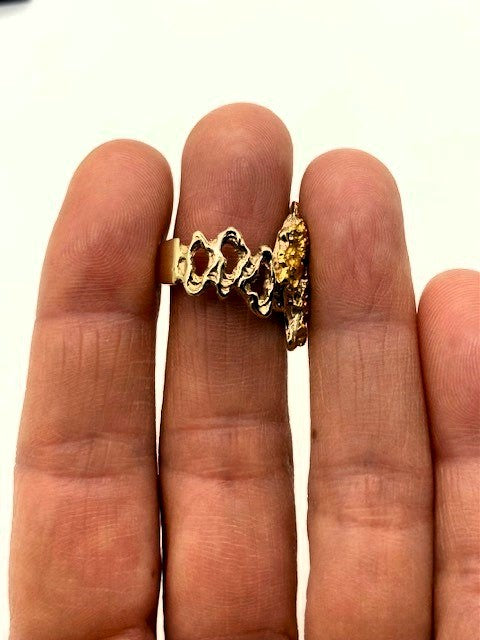 Natural Gold Nugget 9ct YG Wave Ring – Natural Gold Nuggets and