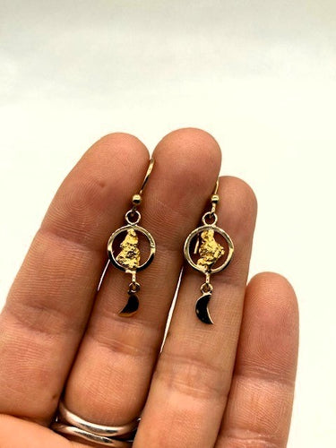 Natural Gold Nugget Moon Earrings