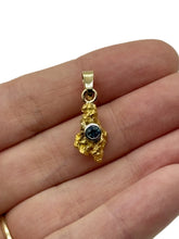 Load image into Gallery viewer, Natural Gold Nugget Blue Topaz Pendant