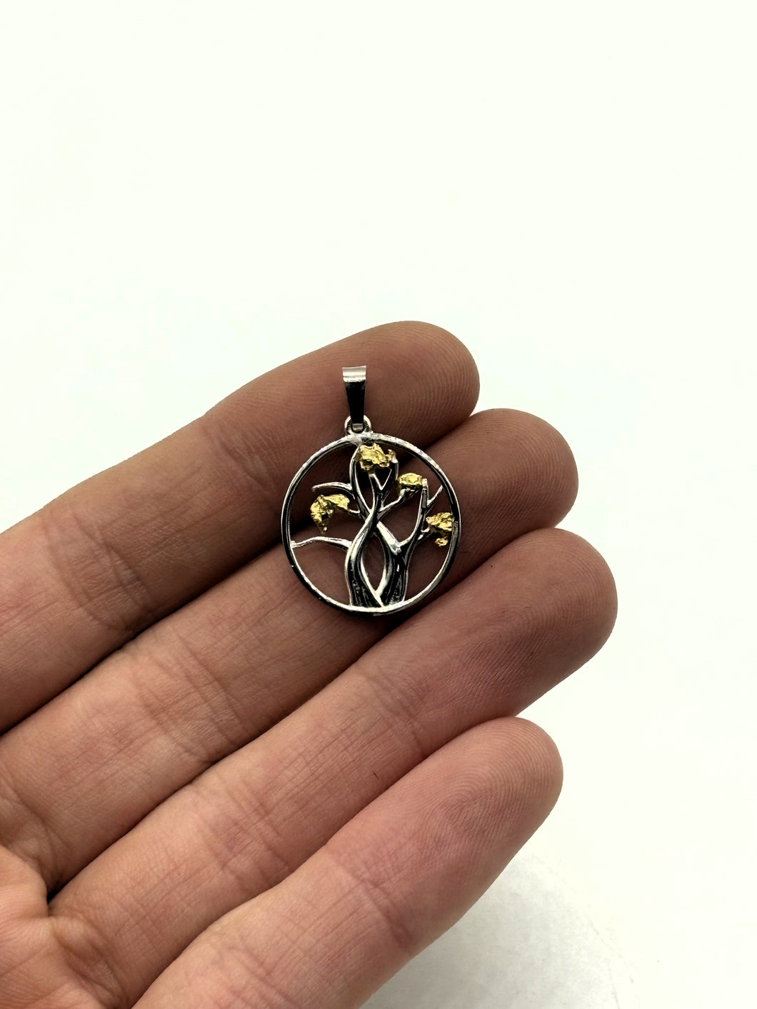 Natural Gold Nuggets Tree of Life Pendant