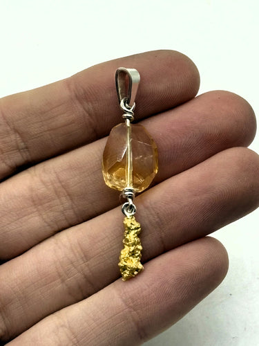 Natural Gold Nugget with Citrine Pendant