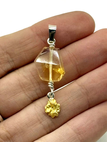 Natural Gold Nugget with Citrine Pendant