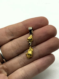 Natural Gold Nugget Double Pendant