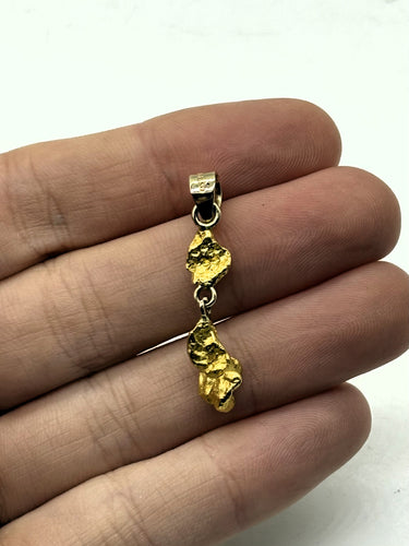 Natural Gold Nugget Double Pendant