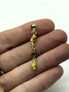 Natural Gold Nugget Double Pendant with Diamond