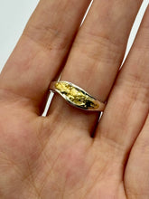 Load image into Gallery viewer, Natural Gold Nugget Silver Slide Inlay Ring (size R)