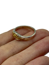 Load image into Gallery viewer, Natural Gold Nugget Silver Slide Inlay Ring (size R)