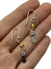 Load image into Gallery viewer, Natural Gold Nugget Silver &amp; CZ Drop Earrings