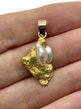 Load image into Gallery viewer, Natural Gold Nugget and Keshi Pearl Pendant