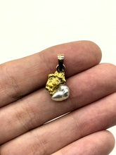Load image into Gallery viewer, Natural Gold Nugget and Keshi Pearl Pendant