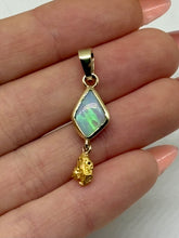 Load image into Gallery viewer, Natural Gold Nugget Lightning Ridge Opal Pendant