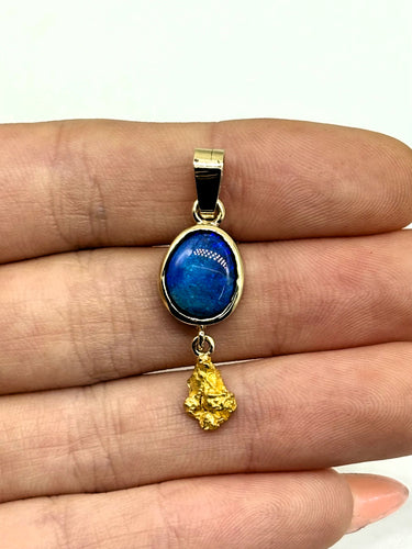 Natural Gold Nugget Lightning Ridge Opal Pendant