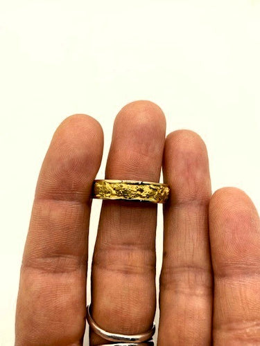 Natural Gold Nugget Ladies Full Inlay Ring 18ct