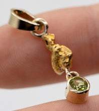 Load image into Gallery viewer, Natural Gold Nugget and QLD Peridot Pendant