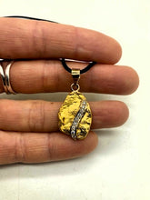 Load image into Gallery viewer, Natural Gold Nugget w 9 Diamonds Scroll Pendant