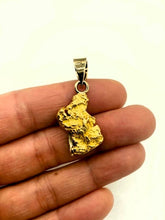 Load image into Gallery viewer, Natural Gold Nugget w Diamonds Scroll Pendant