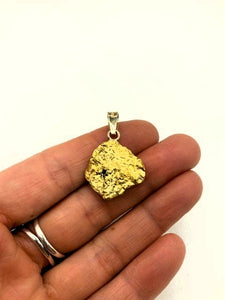 Natural Gold Nugget w 13 Natural Diamonds Scroll