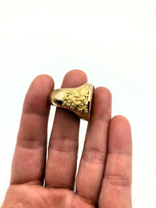 Natural Gold Nugget Half Sovereign Inlay Ring