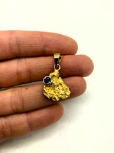 Load image into Gallery viewer, Natural Gold Nugget and Green Sapphire Pendant $2200