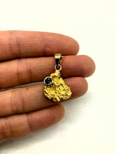 Natural Gold Nugget and Green Sapphire Pendant $2200