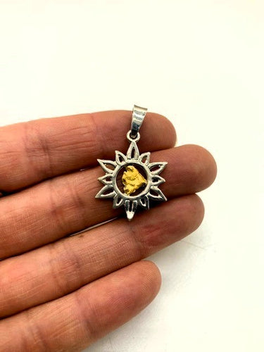 Natural Gold Nugget Sun Pendant SS