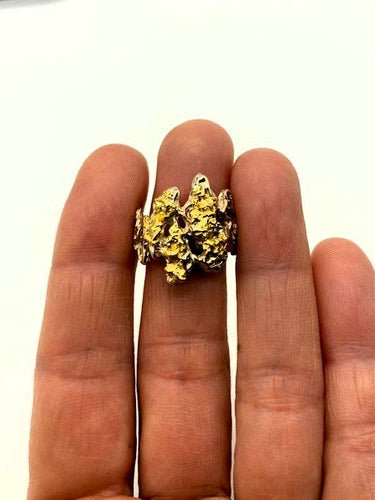 Natural Gold Nugget 9ct YG Wave Ring