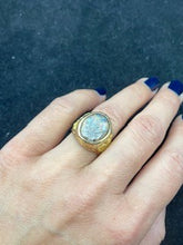 Load image into Gallery viewer, Natural Gold Nugget Inlay Ring with Rainbow Lattice Sunstone